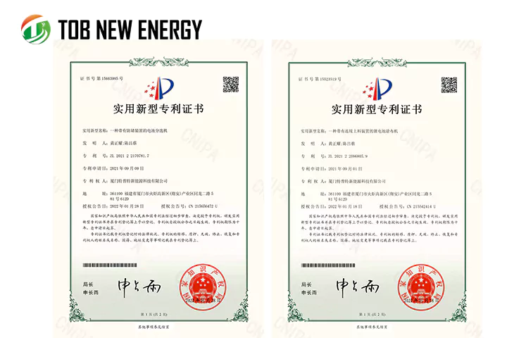 TOB NEW ENERGY obtuvo algunos nuevos certificados de patente