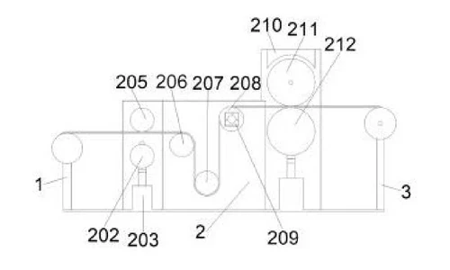CN215430810U Figure 4 - side schematic view showing the web path through the rolls